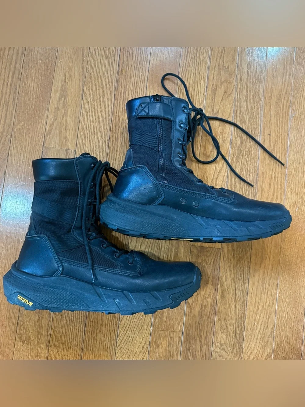 NORTIV 8 Men's 10 Breathable Tactical Military Work Boots Zipper Leather Combat